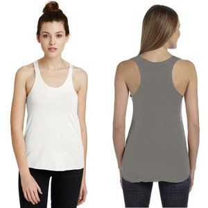 Alternative Apparel Meegs x2 Bundle Cotton Racerback Tank Top Grey Ivory Medium